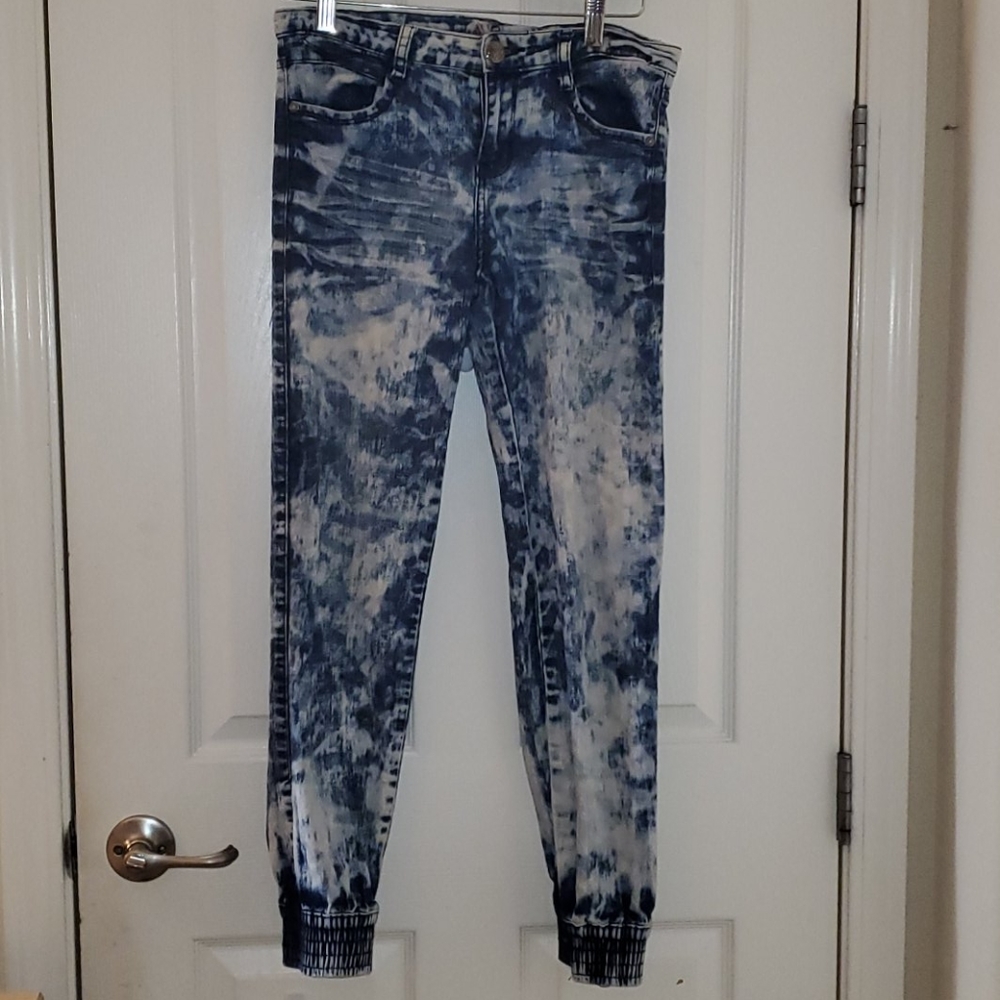 Acid Wash Denim Joggers